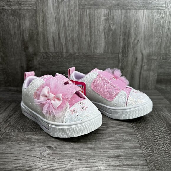 Skechers Twinkle Toddler size 10 White Pink Double Strap Shoes - Picture 5 of 8